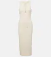 Givenchy Lace-up Ribbed Midi Dress With High Neckline In White