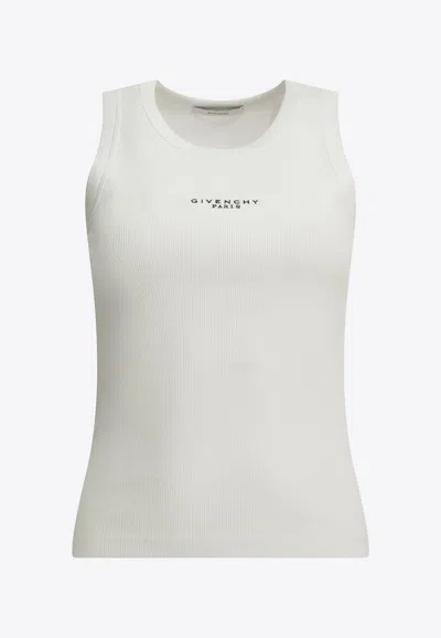 Givenchy Ribbed Knit Logo Tank Top In White