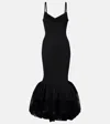 Givenchy Womens Black Ruffled Shoulder-straps Knitted Maxi Dress