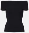 Givenchy Ribbed-knit Off-shoulder Neckline Top In Black