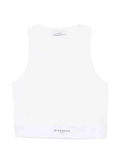 Pre-owned Givenchy Ribbed Logo-band Top In White
