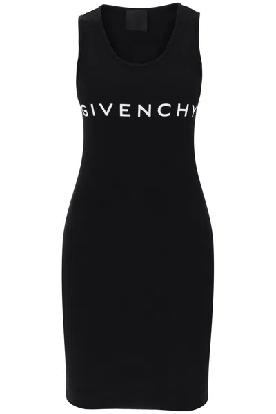 Givenchy Ribbed Logo Mini Dress In Black