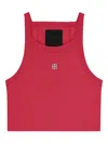 Givenchy Cropped Tank Top In Cotton With 4g Detail In Pink