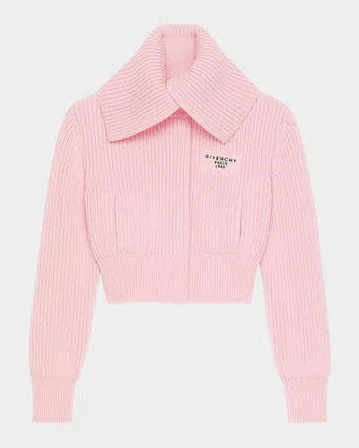 GIVENCHY RIBBED OVERSIZED COLLAR CARDIGAN