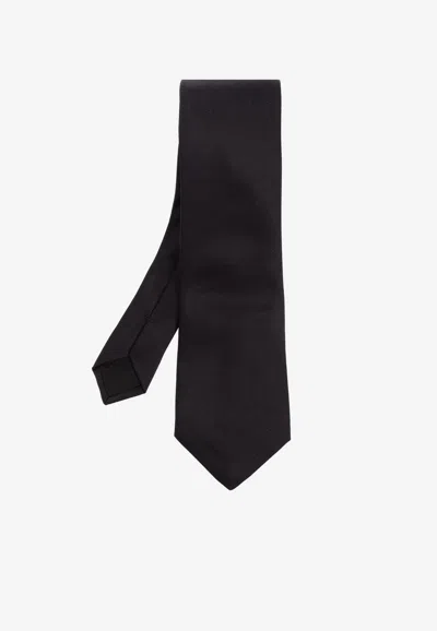 Givenchy Ribbed Silk Tie In Black
