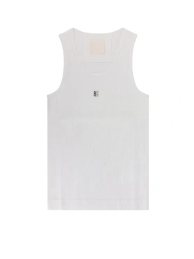 Givenchy Ribbed Tank Top With 4g Detail In White