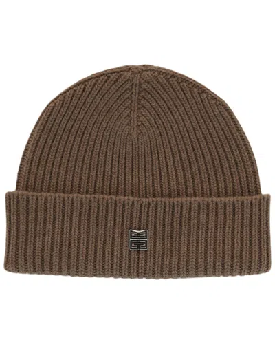 Givenchy Ribbed Wool & Cashmere-blend Beanie In Beige