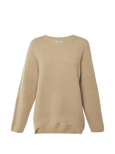 Pre-owned Givenchy Ribbed-knit Crew-neck Sweater In Neutral