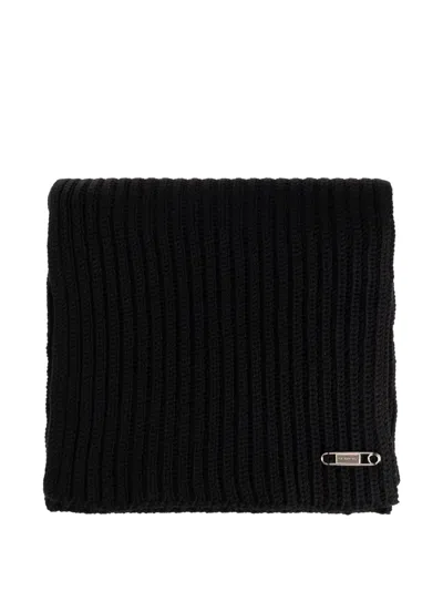 Givenchy Ribbed-knit Safety-pin Scarf In Black