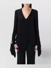 Givenchy Deep V Neck Blouse Ribbon