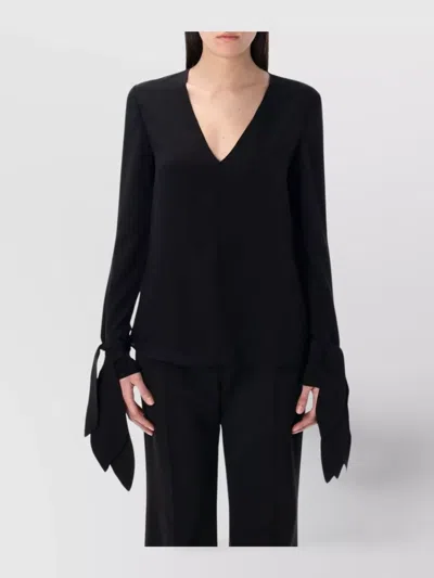 GIVENCHY RIBBON TIE V NECK BLOUSE
