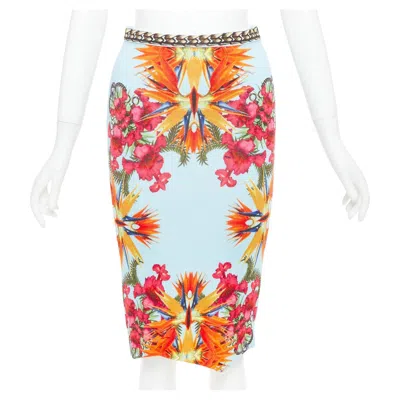 Pre-owned Givenchy Riccardo Tisci 2012 Birds Of Paradise Boucle Tweed Pencil Skirt In Gray