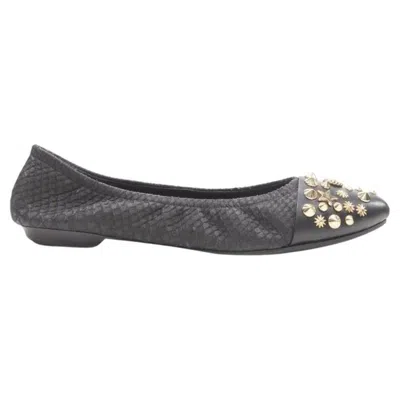 Pre-owned Givenchy Riccardo Tisci Gold Star Spike Stud Toe Cap Scaled Ballerina Flats Eu37 In Gray