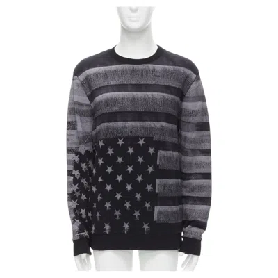 Pre-owned Givenchy Riccardo Tisci Grey Americana Flag Distressed Cotton Crew Sweater M In Gray