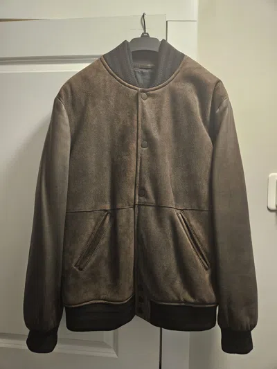 Pre-owned Givenchy Riccardo Tisci Lambskin Leather Bomber Vest Double Jacket In Brown