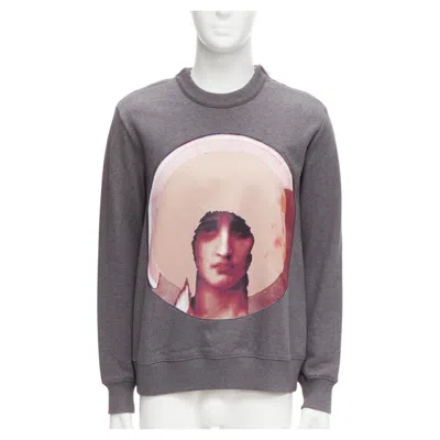 Pre-owned Givenchy Riccardo Tisci Madonna Pink Patch Print Grey Zip Shoulder Sweater Xs