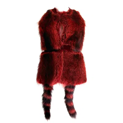 Pre-owned Givenchy Riccardo Tisci Raccoon Fur Vest—fall/winter 2015 Runway Nwt Fr 38 In Red