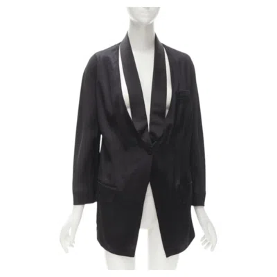 Pre-owned Givenchy Riccardo Tisci Silk Black Cut Out Collar Kimono Robe Blazer Fr34 Xs