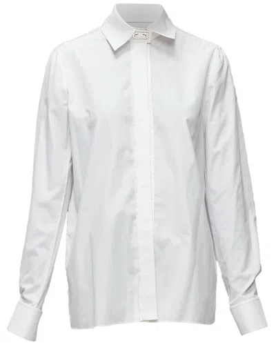 Givenchy Riccardo Tisci Silver Metal Button Collar Cotton Shirt In White