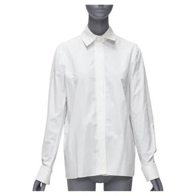 Pre-owned Givenchy Riccardo Tisci Silver Metal Button Collar White Cotton Shirt Fr40 L
