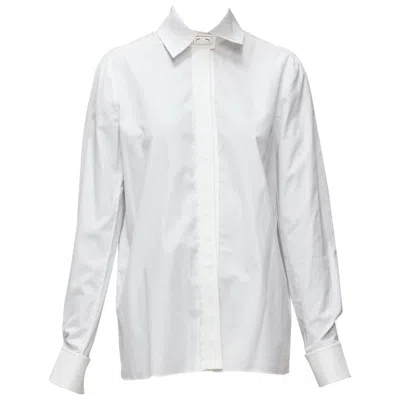 Pre-owned Givenchy Riccardo Tisci Silver Metal Button Collar White Cotton Shirt Fr40 L