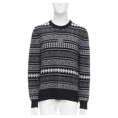 Pre-owned Givenchy Riccardo Tisci Textured Star Stripes Intarsia Pullover Sweater M In Black