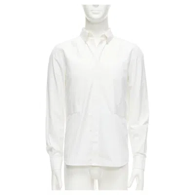 Pre-owned Givenchy Riccardo Tisci White Cotton Band Applique Shirt Eu39 M