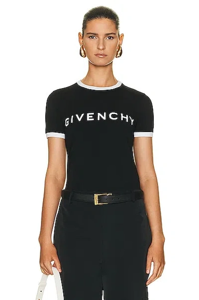 Givenchy Black Crewneck T-shirt With Logo Lettering On The Front And 4g Logo On The Rear In Cotton S In Black White