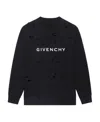 Givenchy Logo Printed Distressed Crewneck Sweatshirt In Black