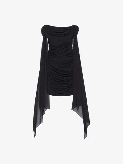 Givenchy Off-the-shoulder Draped Mini Dress In Black