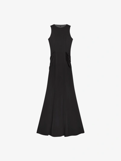 Givenchy Evening Dress In Satin With Tulle And Drape In Black