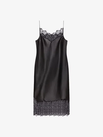 Givenchy Robe En Cuir Et Dentelle In Black