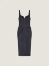 Givenchy Womens Dark Blue Contrast-stitch Panelled Denim Midi Dress In Black
