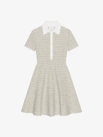 Givenchy Womens Beige Monogram Polo-collar Stretch-wool Blend Mini Dress