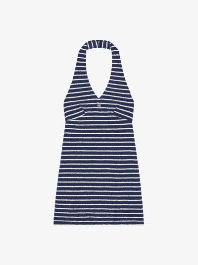 Givenchy Striped Dress In Cotton Towelling With 4g Detail In Blue