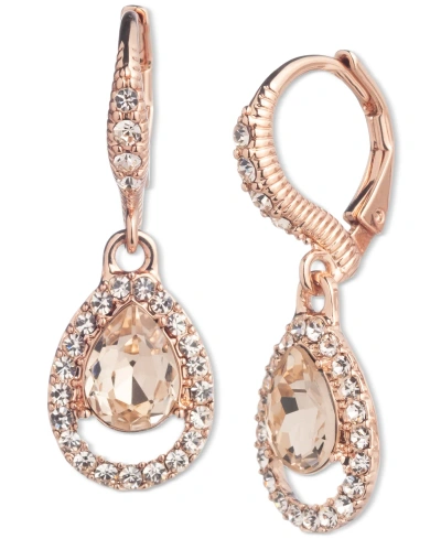 Givenchy Rose Gold-tone Pave & Pear-shape Crystal Drop Earrings In Dark Pink