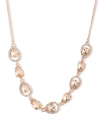 GIVENCHY ROSE GOLD-TONE PAVE & PEAR-SHAPE CRYSTAL STATEMENT NECKLACE, 16" + 3" EXTENDER