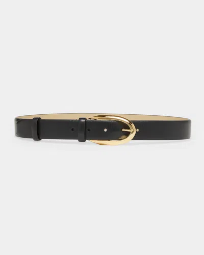 Givenchy Round Buckle Leather Belt, 30mm In Black