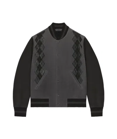 Givenchy Round-collar Leather Jacket In Medium Gray