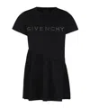 Givenchy Black Dress For Girl With Logo And Rhinestones In Black