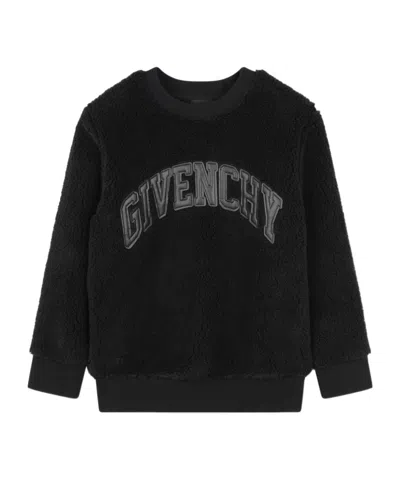 GIVENCHY GIVENCHY KIDS LOGO PATCH CREWNECK SHEARLING SWEATSHIRT