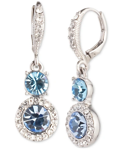 Givenchy Round Crystal Drop Earrings In Navy