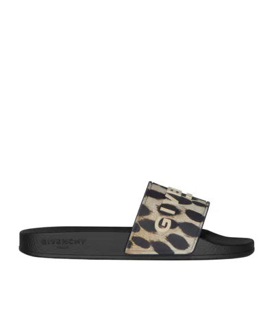 Givenchy Animal Print Strap Sandals In Black