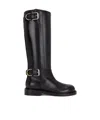 Givenchy Voyou Leather Buckle Tall Moto Boots In Black