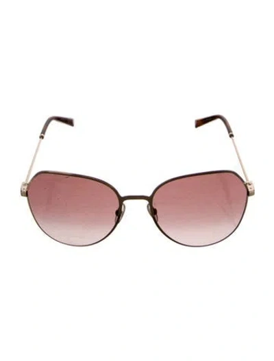 Pre-owned Givenchy Round Mirrored Sunglasses In Gold