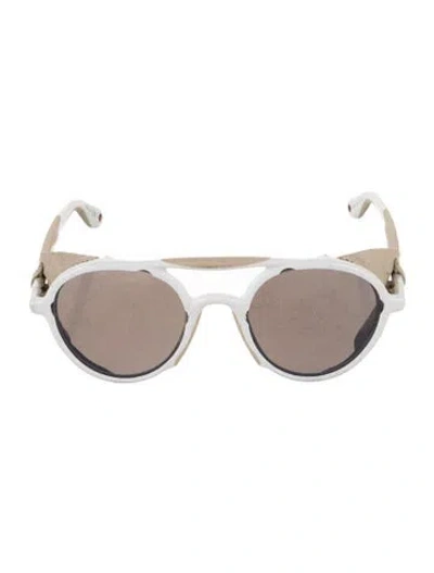 Pre-owned Givenchy Round Mirrored Sunglasses In White