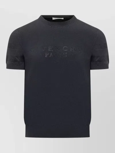 Givenchy Round Neck T Shirt Ribbed Trims In Blue