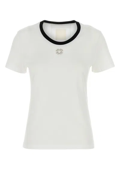 Givenchy Slim Fit T-shirt In Cotton And Crystals With 4g Detail In White