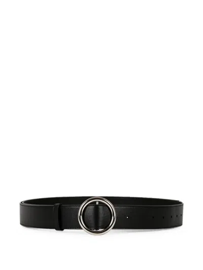 Givenchy Round-buckle Leather Belt In Black