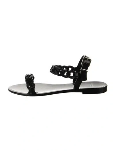 Pre-owned Givenchy Rubber Braided Accents Slingback Sandals In Black